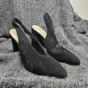 Elegant Black Suede Slingback Heels
